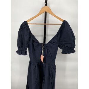 Quince Navy Blue Puff Sleeve Dress